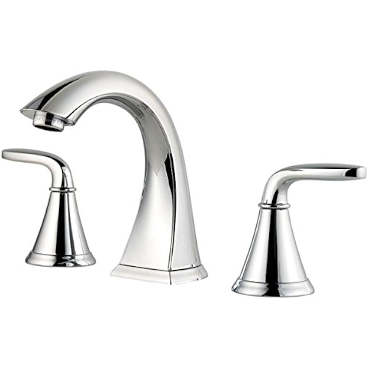 Pfister Pasadena 8 in Widespread Bathroom Sink Faucet 3 Hole Double Handle Polished Chrome Vanity Faucet with Push & Seal Drain and Pfast Connect Technology LF049PDCC
