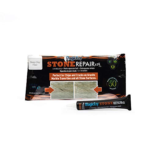 MagicEzy Stone Repairezy: Deep Chip Filler Stone and Concrete Fix | Fix Cracked Tiles and Chipped Polished Concrete | Countertop Repair | Marble, Granite, Travertine, Terrazzo, Quartz