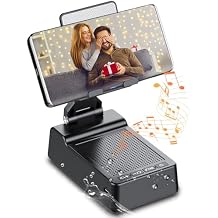 Multifunctional Cell Phone Stand with Wireless Bluetooth Speaker and Anti-Slip Base, HD Stereo Compatible with Multiple Devices, Tech Gadgets Gifts for Men/Women/Parents/Child (Black)