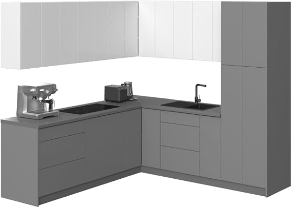 Kitchen Urban Collection Gray & White Gloss Color Base Size 8x8Ft Wide