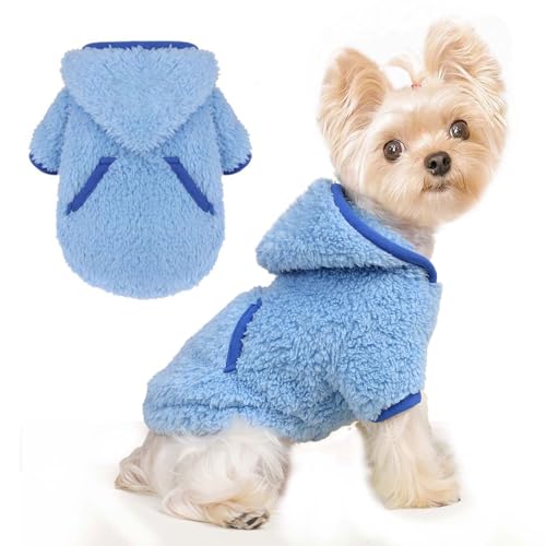 Dog Sweater Dog Winter Clothes for Small Dogs Boy Girl Pet Hoodies Puppy Cold Weather Coats Fall Doggie Sweatshirt for Chihuahua Yorkie Cat Sweater Costumes Blue, X-Small