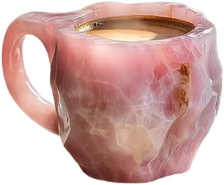 2025 NEW Imitation Crystal Resin Coffee Mug, 11 oz Natural Mineral Crystal Mug, Resin Material 3D Coffee Mug, Elegant Crystal Gift for Home offee Mugs (pink)