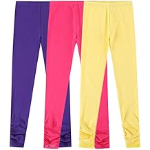 Bienzoe Stretch Girls Legging for School: Kid Toddler Yoga Dance Cotton Tights 3pcs Set