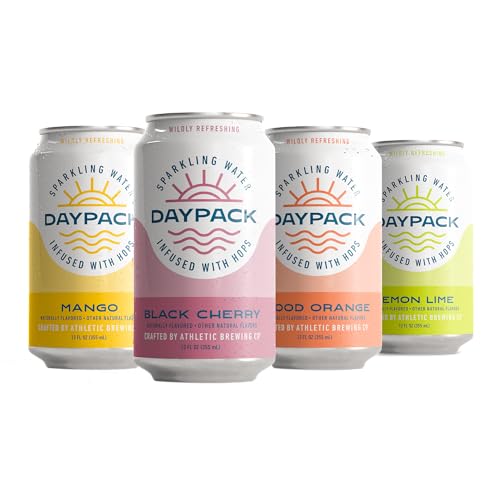Athletic Brewing Company Daypack Sparkling Water Infused With Hops, Gluten Free & Vegan Soda Water, Zero Calorie, Natural Flavors, Variety Pack 24 Count, 12 FL Oz Cans