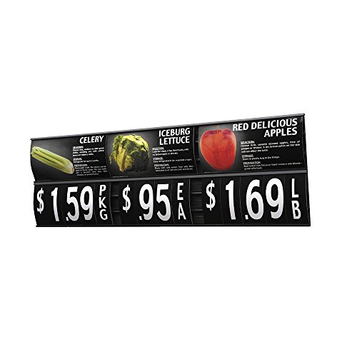 Produce Track Signs with Tape Matte Black Plastic 6 Channel Unframed - 48L