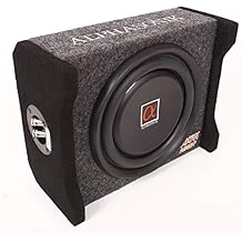 Alphasonik AS8DF 8 inch 600 Watts 4-Ohm Down Fire Shallow Mount Flat Enclosed Sub woofer for Tight Spaces in Cars and Trucks, Slim Thin Loaded Subwoofer Air Tight Sealed Bass Enclosure