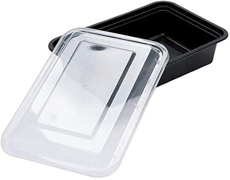38 oz. Black Rectangular Microwavable Container with Clear Lid (Case of 100)