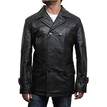 BRANDSLOCK Men's Kriegsmarine German WW2 Dr Who Reefer Cow Hide Leather Pea Coat