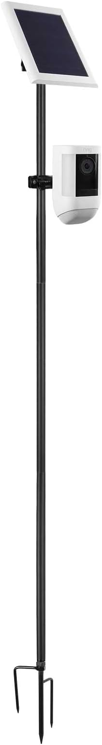 31.49 or 47.24 inch Ground Stake Mount Stand with Solar Panel Mount for Ring, Blink, Arlo, Eufy, Wyze, Google Nest, Simplisafe Cameras and Solar Panels Ground Stake Bracket(Black)