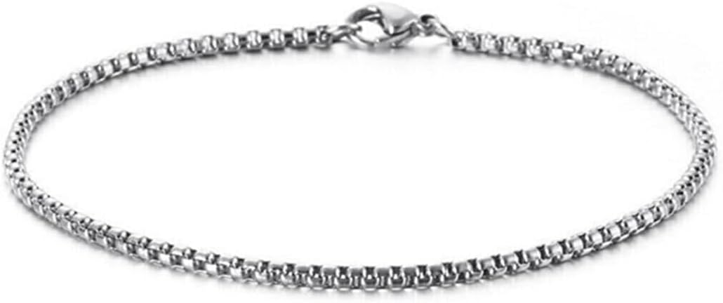 Trend Collection Silver Blackproof Steel Silver Albanian Chain Knitted Model slim Men's Bracelet