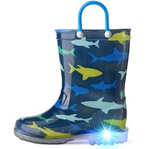 HISEA Kids Rain Boots for Boys Girls, Waterproof Lightweight Rain Boots Light Up by Steps for Water Beach Outdoor Playing (Toddler/Little Kid/Big Kid)
