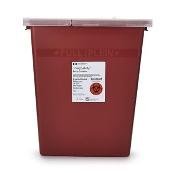 Sharps Container, SharpSafety 1-Piece 17-1/2 H X 15-1/2 W X 11 D Inch 8 Gallon Red Hinged Lid, 8980- Case of 10