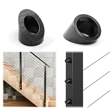 Muzata 20 Pack 3/8" ID Black Angle Washer for Cable Railing Kit 35 40 45 Degrees Angle Beveled Washer for 1/8" 5/32" 3/16" Cable Railing Hardware T316 Stainless Steel Cable Railing Angled Washer CB21