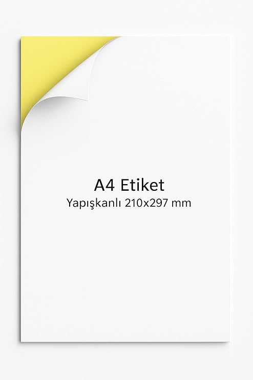A4 Etiket Yapışkanlı | 20 Sayfa Adres etiketi 210x297 mm - Çok amaçlı Universal Etiketler - Adres Etiketler - Beyaz Etiket
