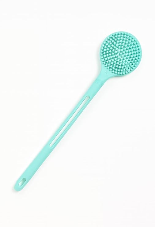 Busstier Çift Taraflı Silikon Duş Vücut Fırçası Uzun Saplı Banyo Yıkama Fırçası Sırt Masaj Peeling Fırçası Derin Temizlik ve Rahatlatıcı Masaj İçin Esnek Yumuşak Vücut Temizleme Aparatı