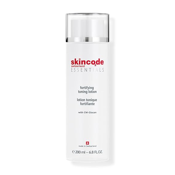 Skincode Fortifying Toning Lotion | Skin Care Toner for Face & Body | CM-Glucan, Hyaluronic Acid & Lactic Acid | Face Lotion for Women & Sensitive Skin | Vegan & Fragrance-Free | Switzerland, 200ml