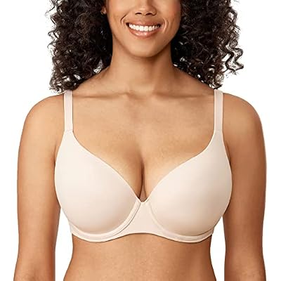 DELIMIRA Womens Tshirt Bras Full Coverage Plus Size Underwire Lightly Lined Seamless Bra