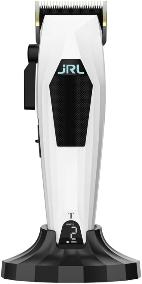 Amazon Series JRL 3000CW-T Professional Mini Hair Clipper w/Taper Blade, 5-Level Locking System, 7800 RPM, Brushless Motor for Barbers and Stylists (White)