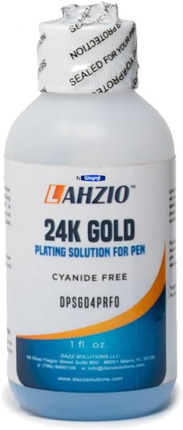 Lahzio 24K Yellow Gold Pen Plating Solution for Pen Plating Systems Jewelry Grade Cyanide-Free, 1 FL Oz