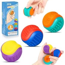 Interchangeable Sensory Fidget Balls, 3 Pack 6 Textured Halves for Mix & Match Tactile Fun, Silent Silicone Stress & Anxiety Relief Toys for Autism, ADHD, Kids Adults, Ideal for Classroom Office
