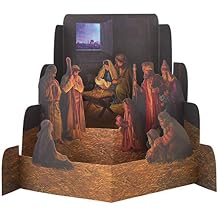 Nativity Diorama by Greg Olsen Foldable Christmas Decoration Cardstock Manger Scene Modern Religious Holiday Decor Christian Gift for Home or Church (Small)