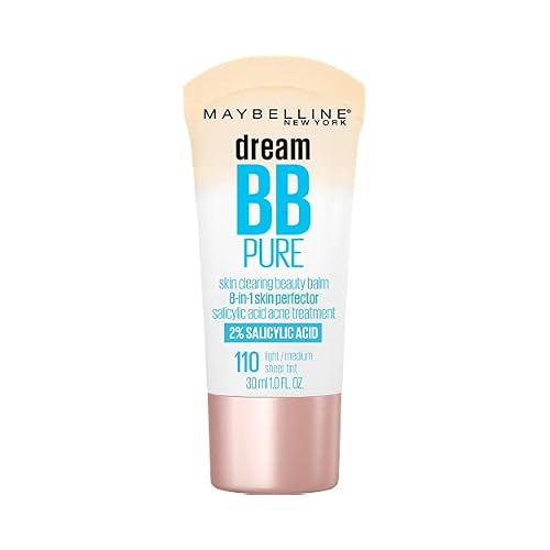 Maybelline Dream Pure Skin Clearing BB Cream, 8-in-1 Skin Perfecting Beauty Balm With 2% Salicylic Acid, Sheer Tint Coverage, Oil-Free, LightMedium, 1 Count