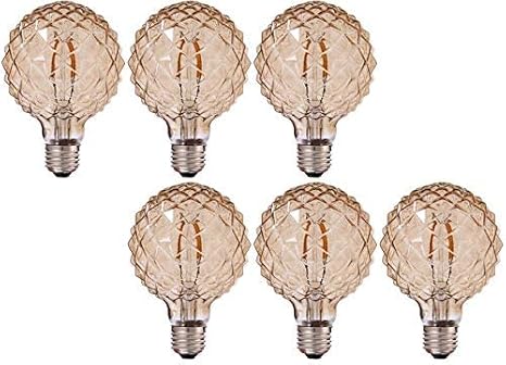 KLED LED Vintage Edison Bulb, Dimmable, G30 G95 4W (40W Equivalent), LED Filament Bulb, 350 Lumen, 2200K (Warm White), Medium Base E26, Pineapple Bulb, UL-Listed, 6 Pack