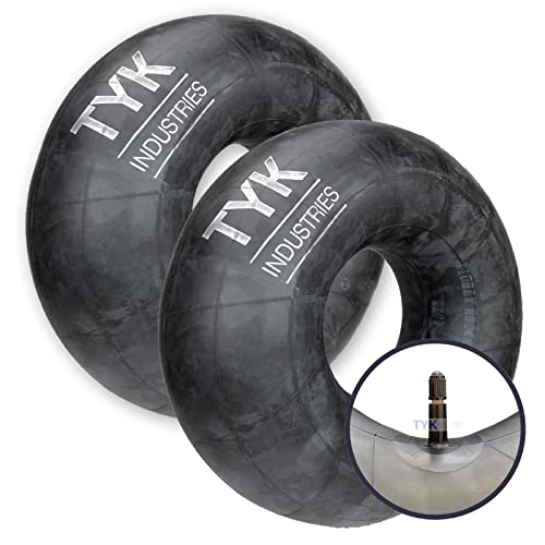 Two 20.5x8-10, 20.5x8.00-10, 20x8-10 Pontoon Trailer, Lawn Mower Tire Inner Tubes with TR13 Short Rubber Valve Stems by TYK Industries.