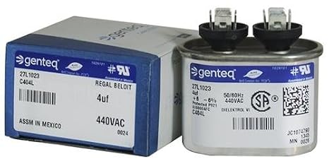 Lennox PartsPlus - 4 uF MFD x 370 VAC Genteq Replacement Capacitor Oval # C304L / 27L571