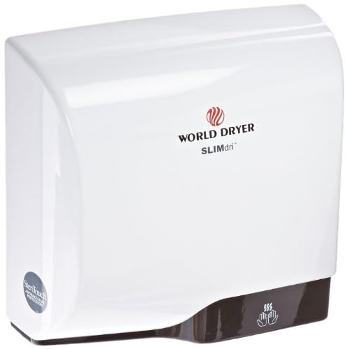 World Dryer L-974 SLIMdri Surface Mounted ADA Compliant Automatic Hand Dryer with Aluminum White Cover, 120208240V