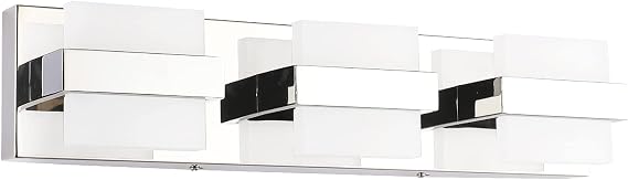 SOLFART 3 Lights Chrome Bathroom Lights Over Mirror Modern LED Vanity Light Bathroom Vanity Lighting Fixtures 20 inch White Light Non Dimmable