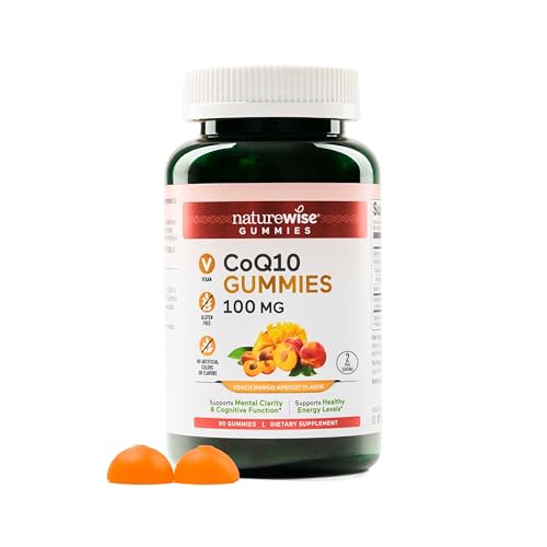NatureWise CoQ10 Gummies 100mg - Peach Mango Flavor - Supplement for Heart Health & Antioxidant Activity - Pectin-Based, Vegan, Soy and Gluten Free, Non-GMO - 90 Count[45-Day Supply]