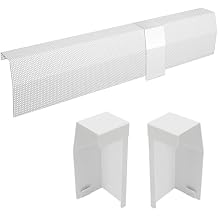 5ft Steel Easy Slip-On Baseboard Heater Cover with End Caps for Bathroom & Hydronic System for Replacing Old Cover, White