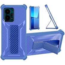 Aroepurt Case Compatible for NUU Mobile X10 5G Phone Case Stand Cover [with Tempered Glass Screen Protector] Hybrid Case [Folding Support Magnetic] [Frosted Anti-Fingerprint] Blue