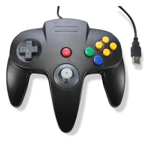 Classic Retro N64 Bit USB Wired Controller for PC and MAC - Black