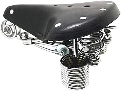 Vintage Leather Bike Saddle - City Bike Seat With Upgrade 4 Springs, Clamp and Rivet - Spring-Loaded Touring Saddle