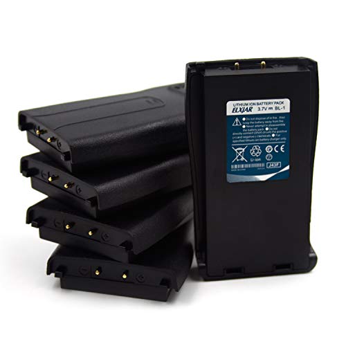elxjar 5-Pack 3.7V BL-1 1500mAh Li-ion Rechargeable Battery Replacement for Baofeng BF-666S BF-777S BF-888S BF-999S Retevis H-777 Arcshell AR-5 Ansoko Radios
