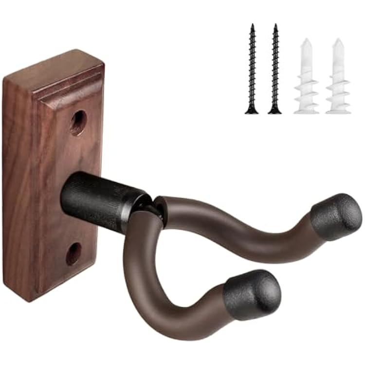 DIDA Guitar Wall Mount, Guitar Hanger, Silicone Pad, U-Shaped Guitar Wall Hanger Mount, Rotatable Guitar Holder Hook Stand Wall for Acoustic, Electric Guitar, Bass Black Walnut, 1 Pack
