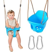 Acorn Adventures Toddler Swing Seat Baby Bucket Swing for Outdoor Backyard & Porch, Adjustable Ropes, Easy Install, Weather-Resistant HDPE - Blue