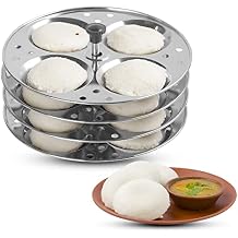 KSJONE Stainless Steel Idli Stand | 4-Plates Idli | Idli Preparation | Supreme Quality Food Grade Idli Stand | Makes 16 Idlis (Round Shape)