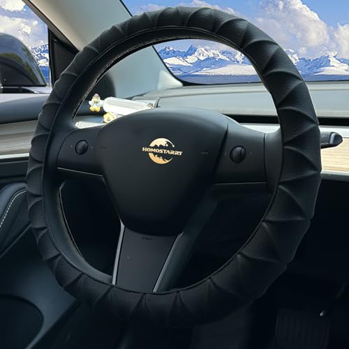 Silicone Steering Wheel Covers Black 12.6-15 inch Non-Slip Car Steering Wheel Cover for Women Men Well Grip Universal Fit for Most Cars, SUV, Pick-up Trucks