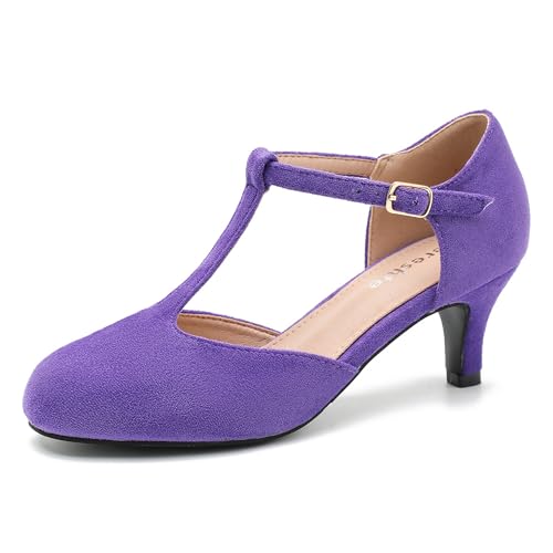 Womens T-Strap Mary Jane Pumps, Kitten Heel, Closed Toe, Vintage Style