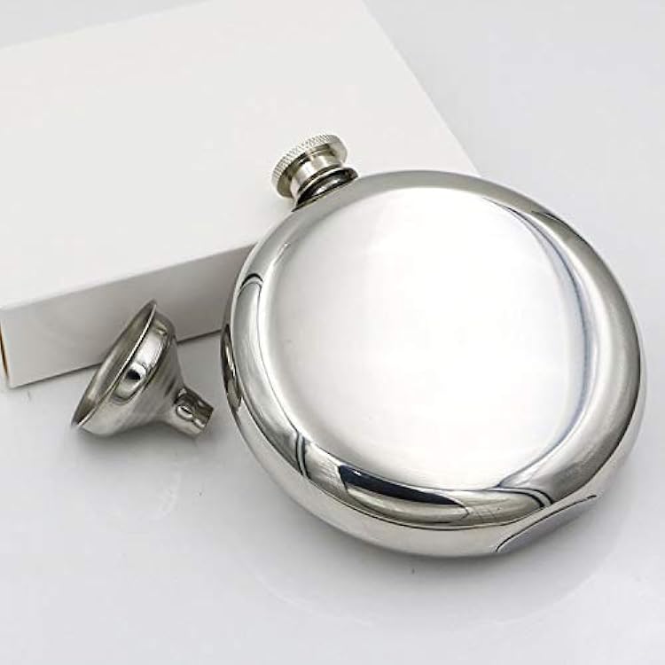 Mirror Finish 5oz Round Hip Flask 304 Stainless Steel Mirror Polished Liquid Container