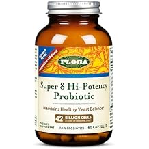 Flora - Super 8 Hi-Potency Probiotic - Daily Probiotic for Gut & Digestive Health - 42 Billion CFU - Contains Lactobacillus & Bifidobacterium Strains - Keep Chilled - 60 Capsules