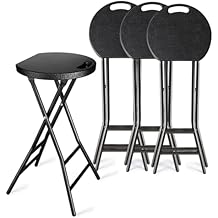 YOMT Folding Stools for Adults Portable, Backless 24 inch Folding Bar Stools, Heavy Duty Foldable Stools with Handle for Kitchen Counter Room Home Camping Indoor Outdoor, Set of 4