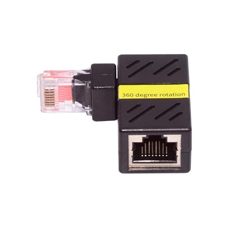 cablecc 360 Degree Angled CAT6 UTP Male to Female Rotating Adapter RJ45 8P8C 1000Mbps for LAN Ethernet Network