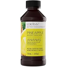 LorAnn Pineapple Bakery Emulsion, 4 oz - Intense Pineapple Flavor Extract for Baking, Cookies, Frosting, Ice Cream, Pineapple Pie, Smoothies and Beverage - Gluten Free, Vegan, Sugar Free, Nut Free