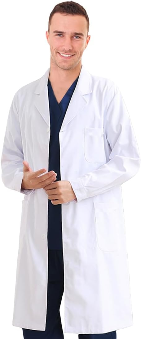 Lab Coat for Men & Women Doctor Jacket Long Sleeve Scientist School Career Day Dental Coat