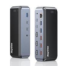 Raycue Triple Monitor USB C Docking Station - MacBook Pro Docking Station with Power Adapter for MacBook M1/M2/M3/Windows, HDMI*3, RJ45, 10Gbps USB*5, PD, USB 3.0 * 2