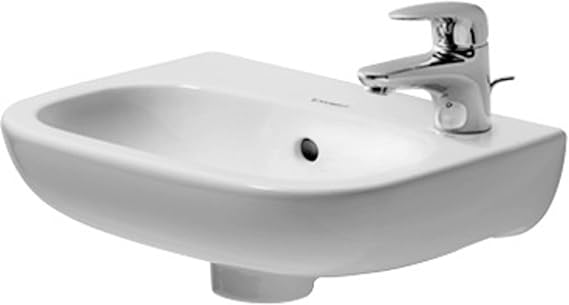 Duravit 07053600092 D-Code 14 1/8" Handrise Basin with Left Hole Tapping, Alpine White